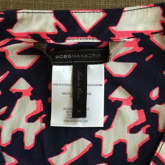 BCBGMaxAzria sheer navy and bright pink top. Size M - Picture 2 of 4